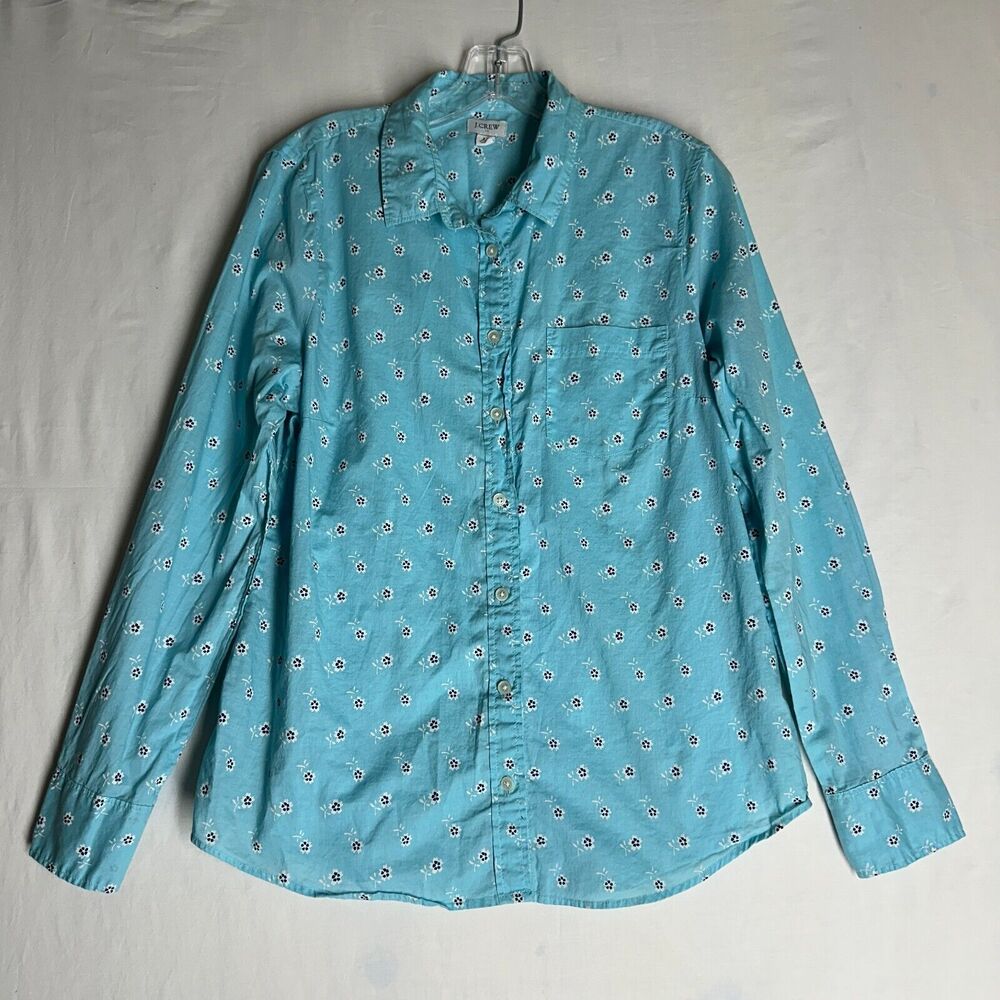 J Crew Re-imagined Classic Fit Womens Button Down Floral Cotton Shirt Size L - Picture 8 of 11